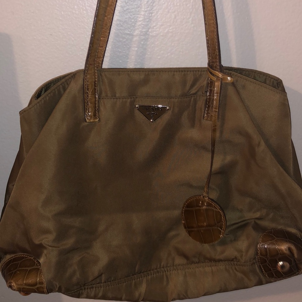 Prada vintage tan crocodile detail bag